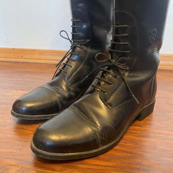 Ariat Black Leather Riding Boot Tall Lace Up, Women’s 9 #55101 Streetcore Chic - Picture 2 of 12